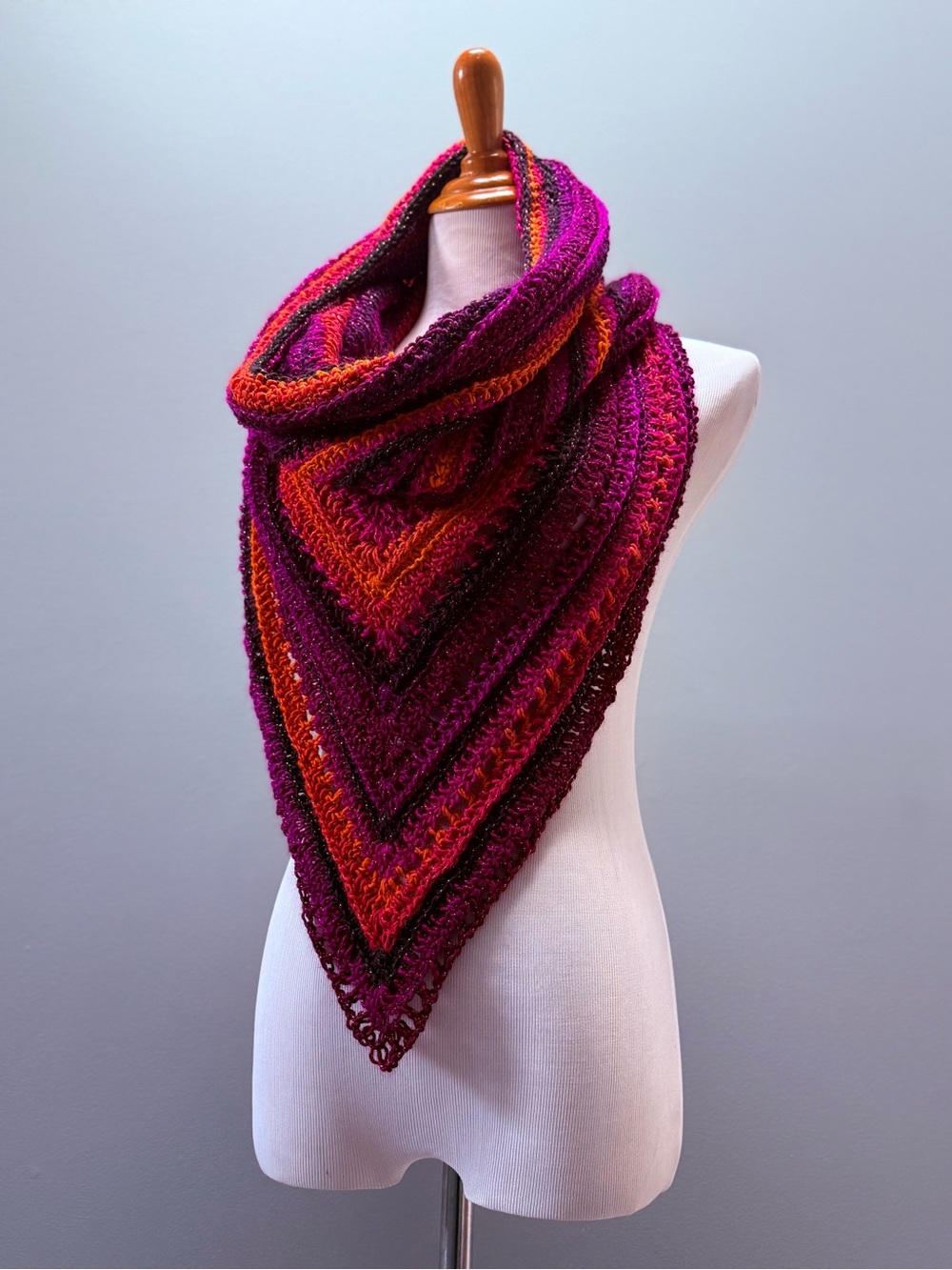 Handmade Gradient Crocheted Wild Oleander Scarf - Pink & Orange